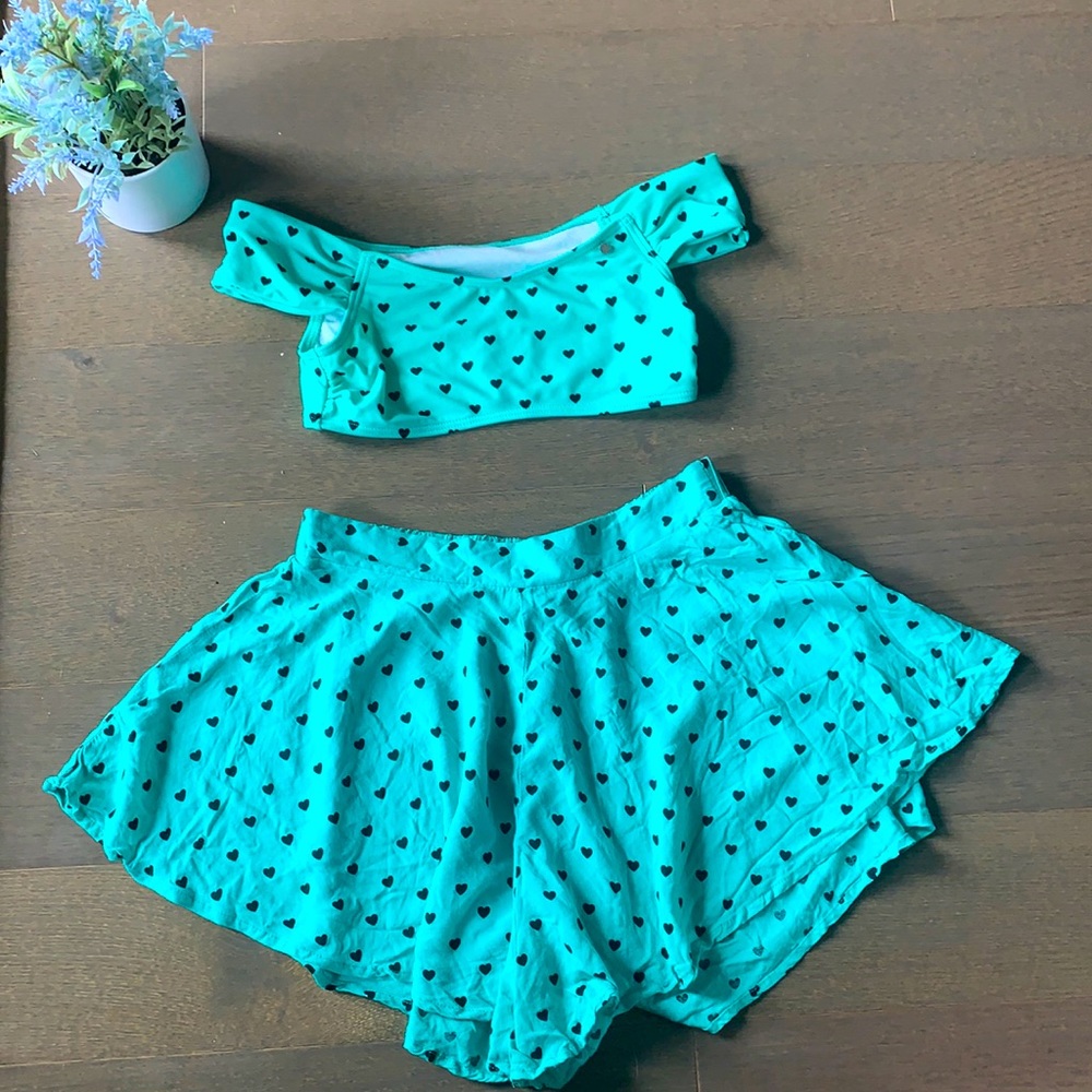 Two Piece Swimsuit Top and Cover Up Shorts